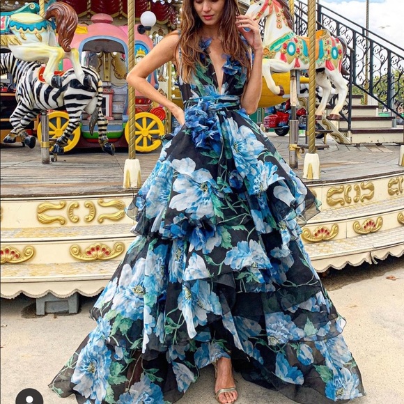 Marchesa couture floral chiffon gown - Picture 3 of 7